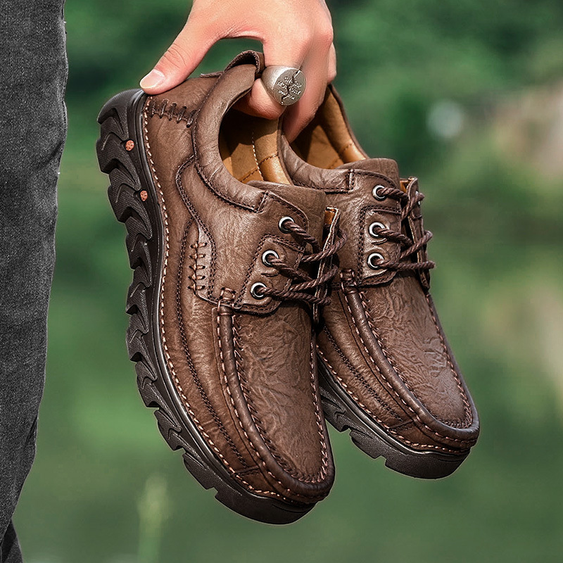 Suede Leather Lace-up Outdoor Casual Shoes Men's Big Toe Shoes - Image 4